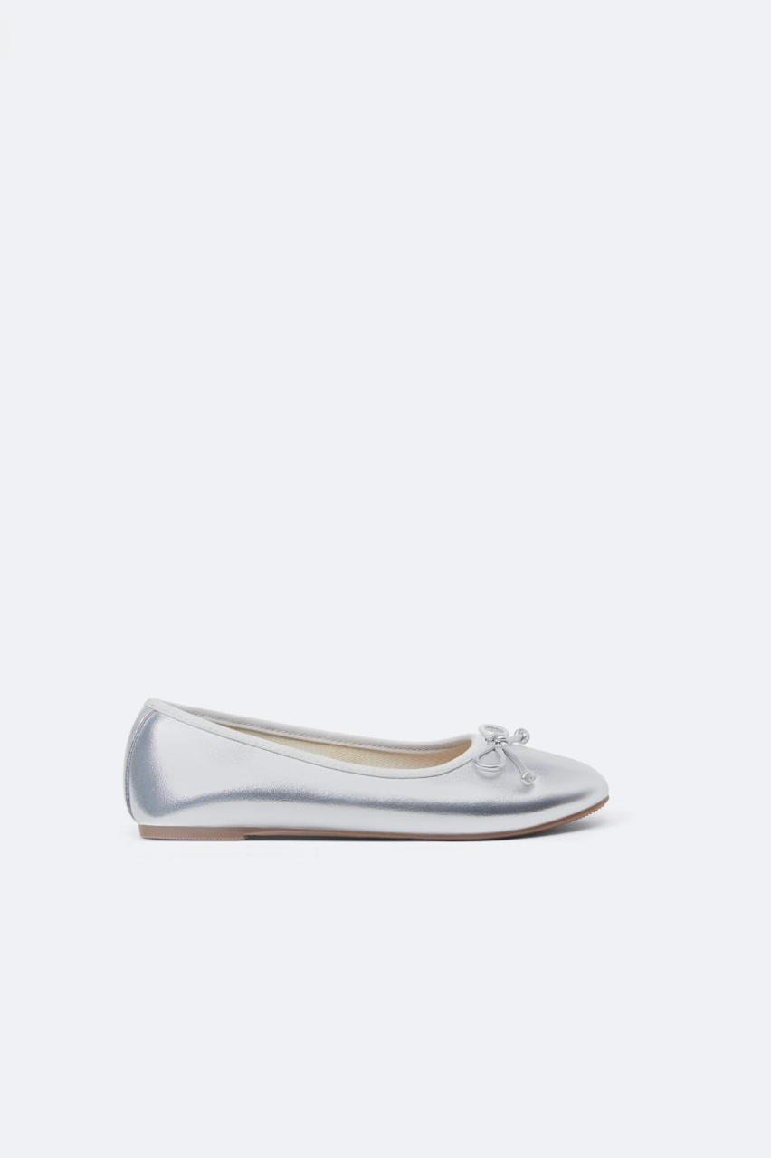 Ballerines Lefties métallisées argenté avec nœud pointure 32