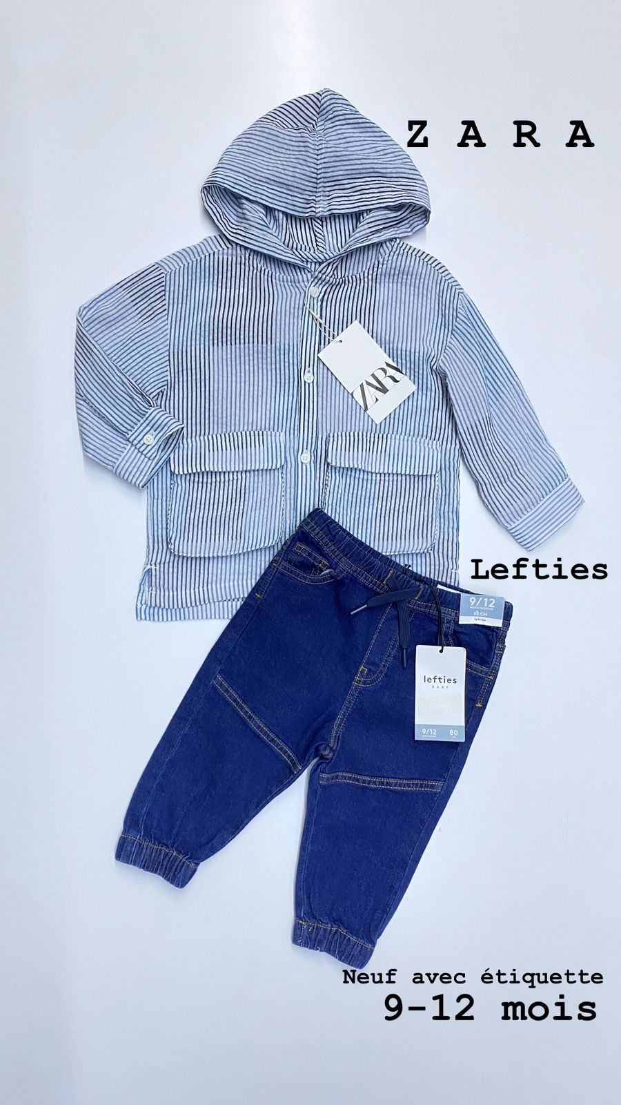 Tenue aid 9-12 mois chemise ZARA pantalon Lefties