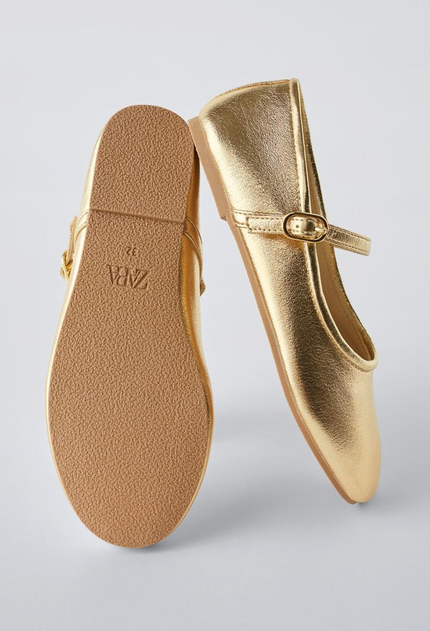 Ballerines ZARA métallisées doré pointure 31