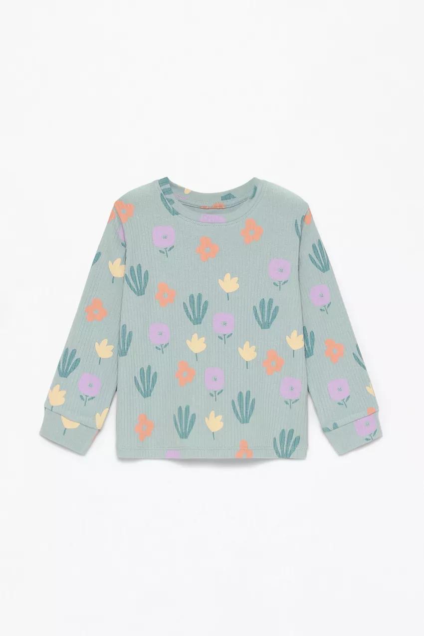 Pyjama lefties à fleurs côtelées en coton 3-4 ans