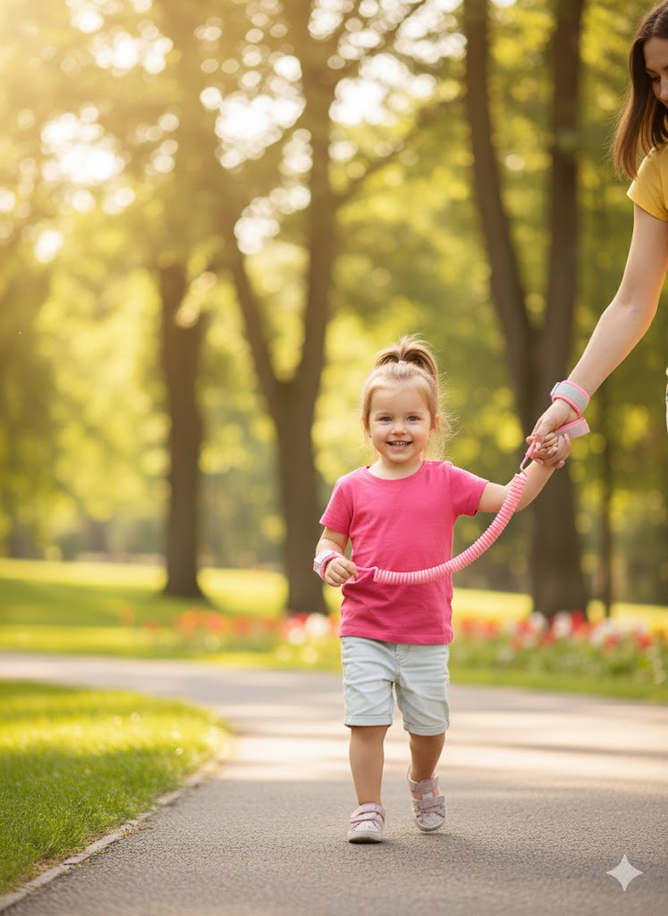 Bracelet Anti Perte sécurité Laisse Enfant Rose Poignet de 1.5 mètre Harnais de Sécurité
