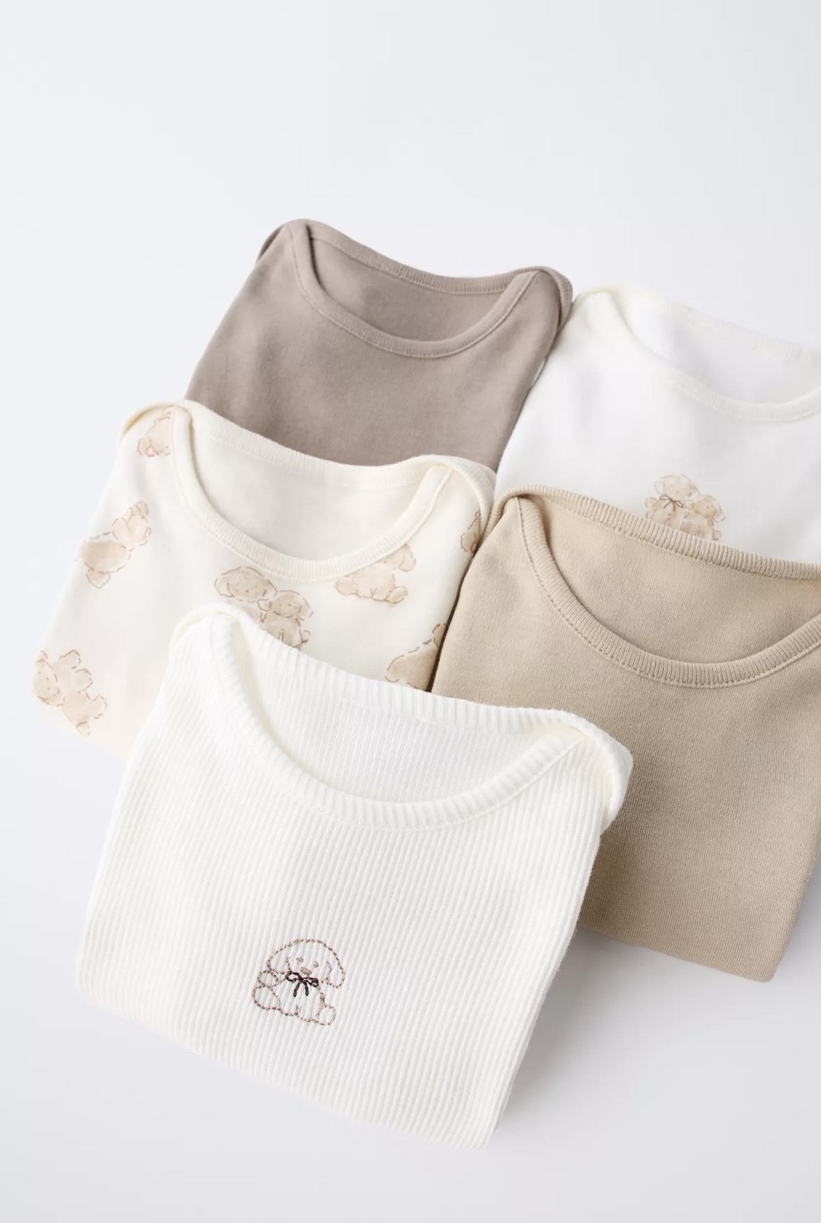 Lot de 5 bodys ZARA à col rond et manches longues 1-3 mois 62cm