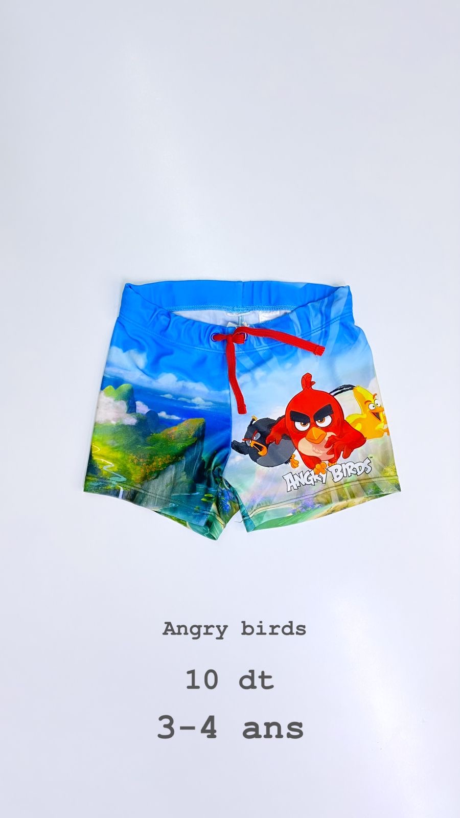 Maillot de bain short angry birds 3-4 ans Ref25