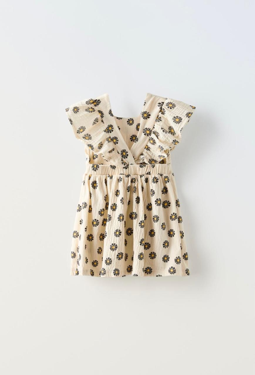 Robe ZARA à texture et fleurs 6 ans 116cm