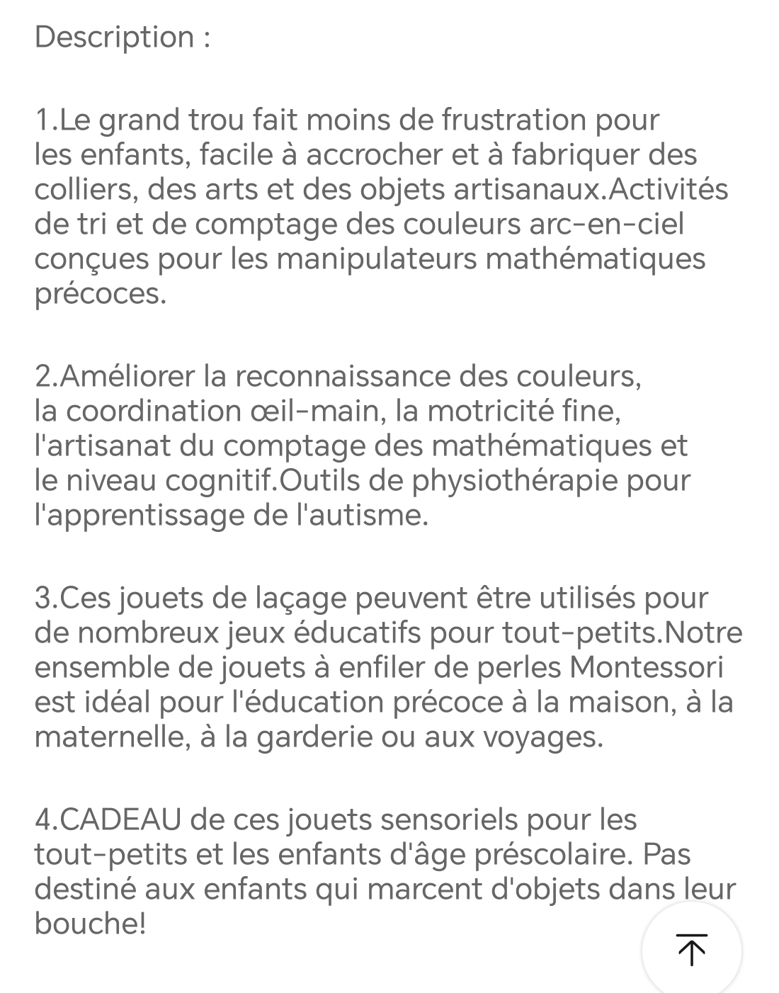 Jeux de perles et de laçage Montessori