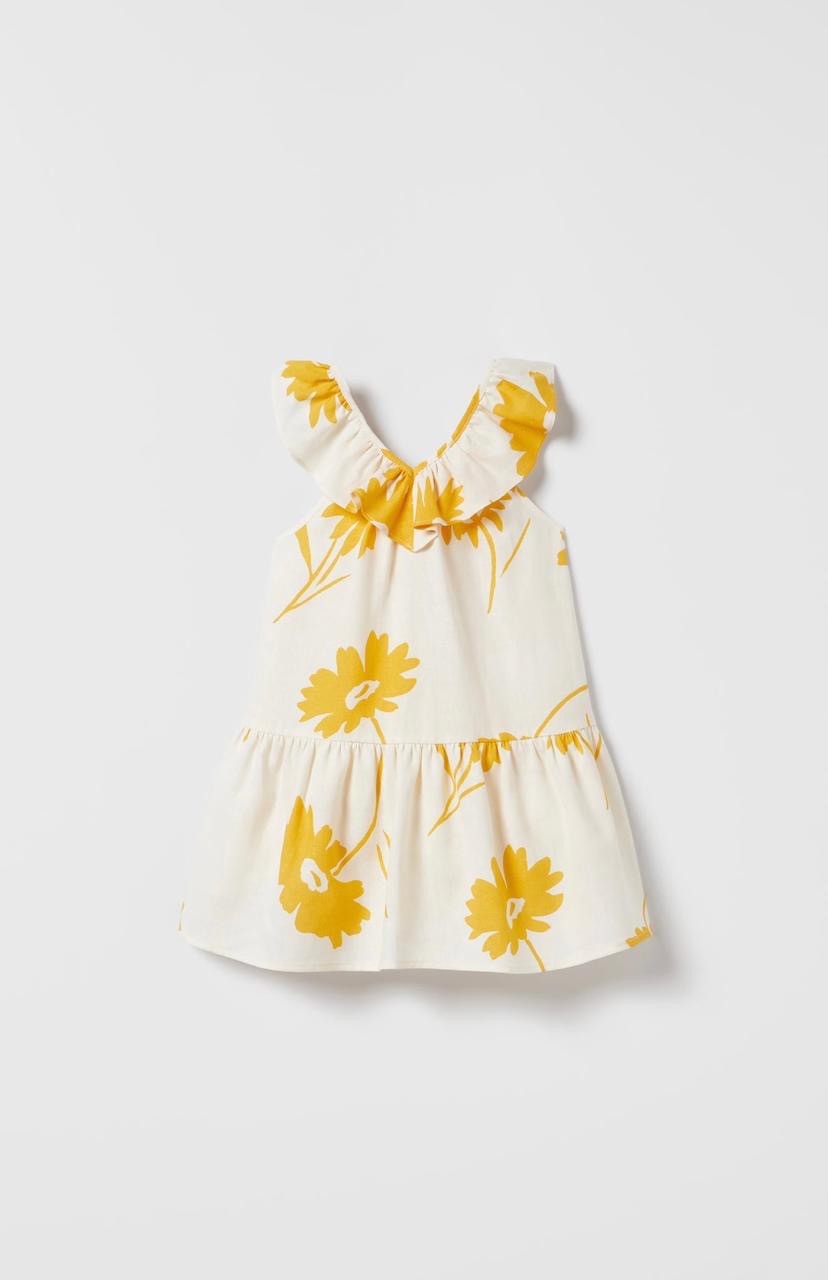 ROBE ZARA À FLEURS AVEC LIN 9-12 mois
