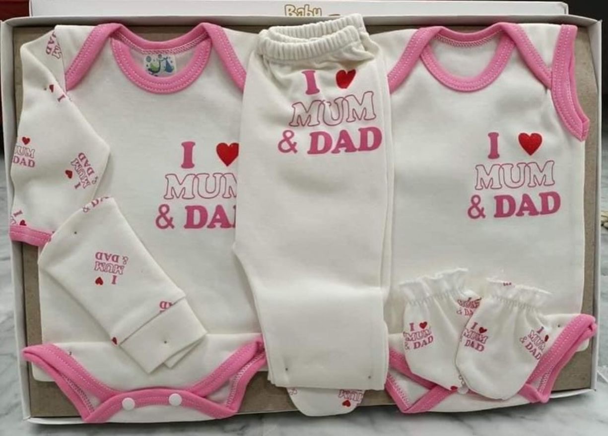 Sortie clique 5 pièces 100% coton i love mum & dad