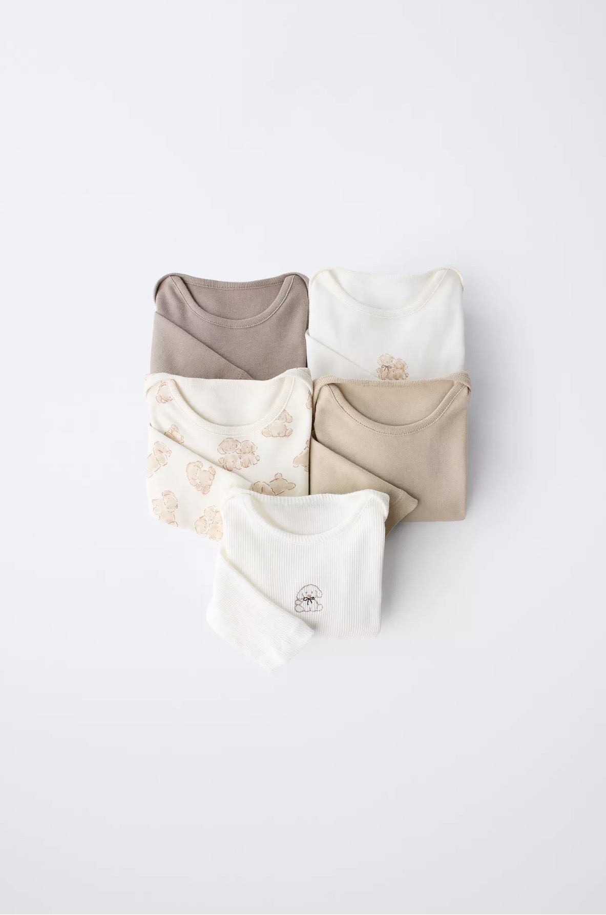 Lot de 5 bodys ZARA à col rond et manches longues 1-3 mois 62cm