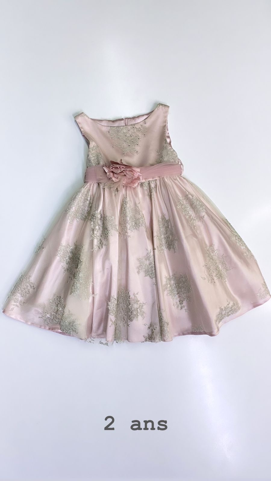 Robe soirée rose poudrée 2 ans ref15/40