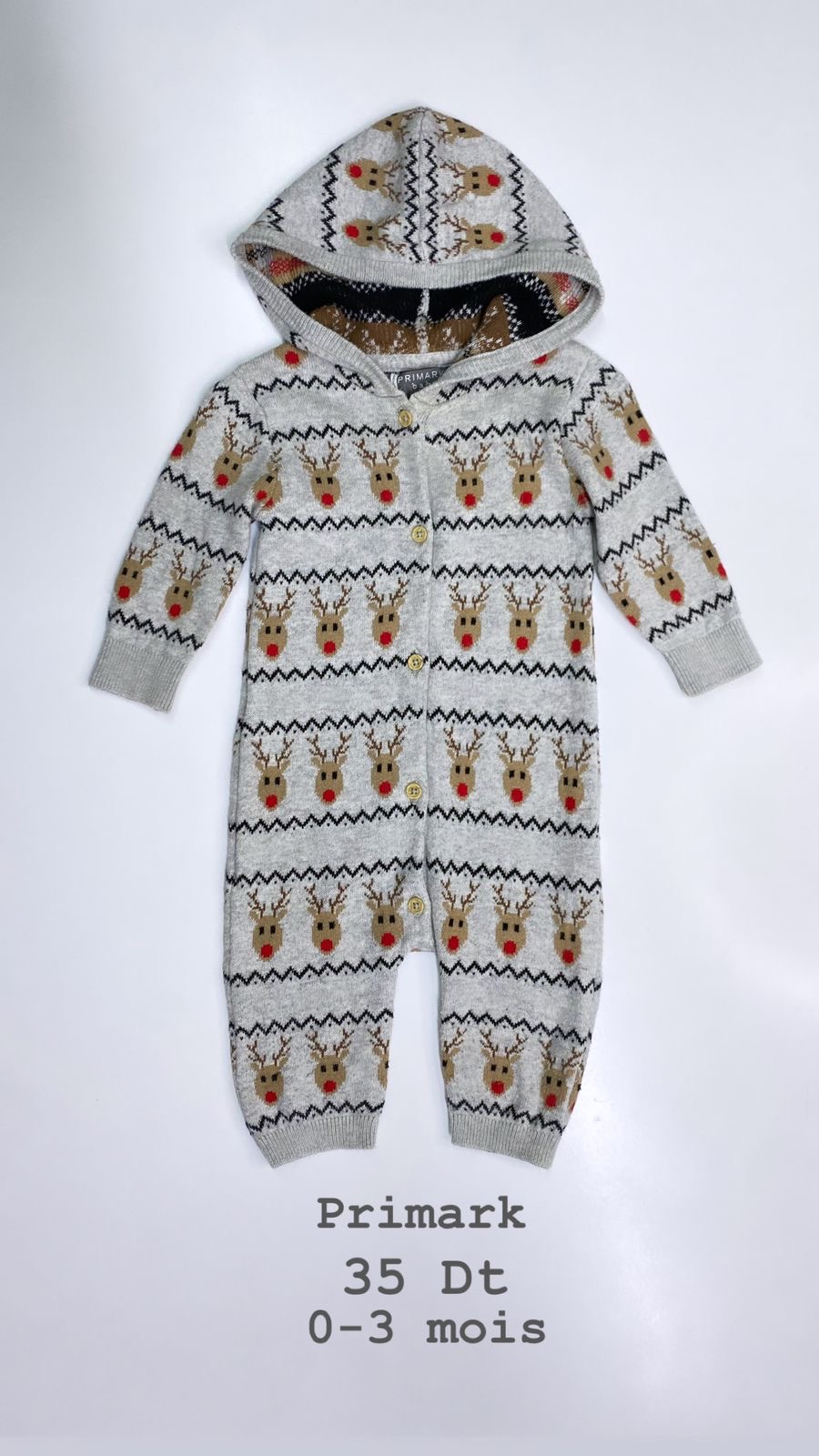 Grenouillère PRIMARK Noël Santa Christmas réveillon 0-3 mois Ref25