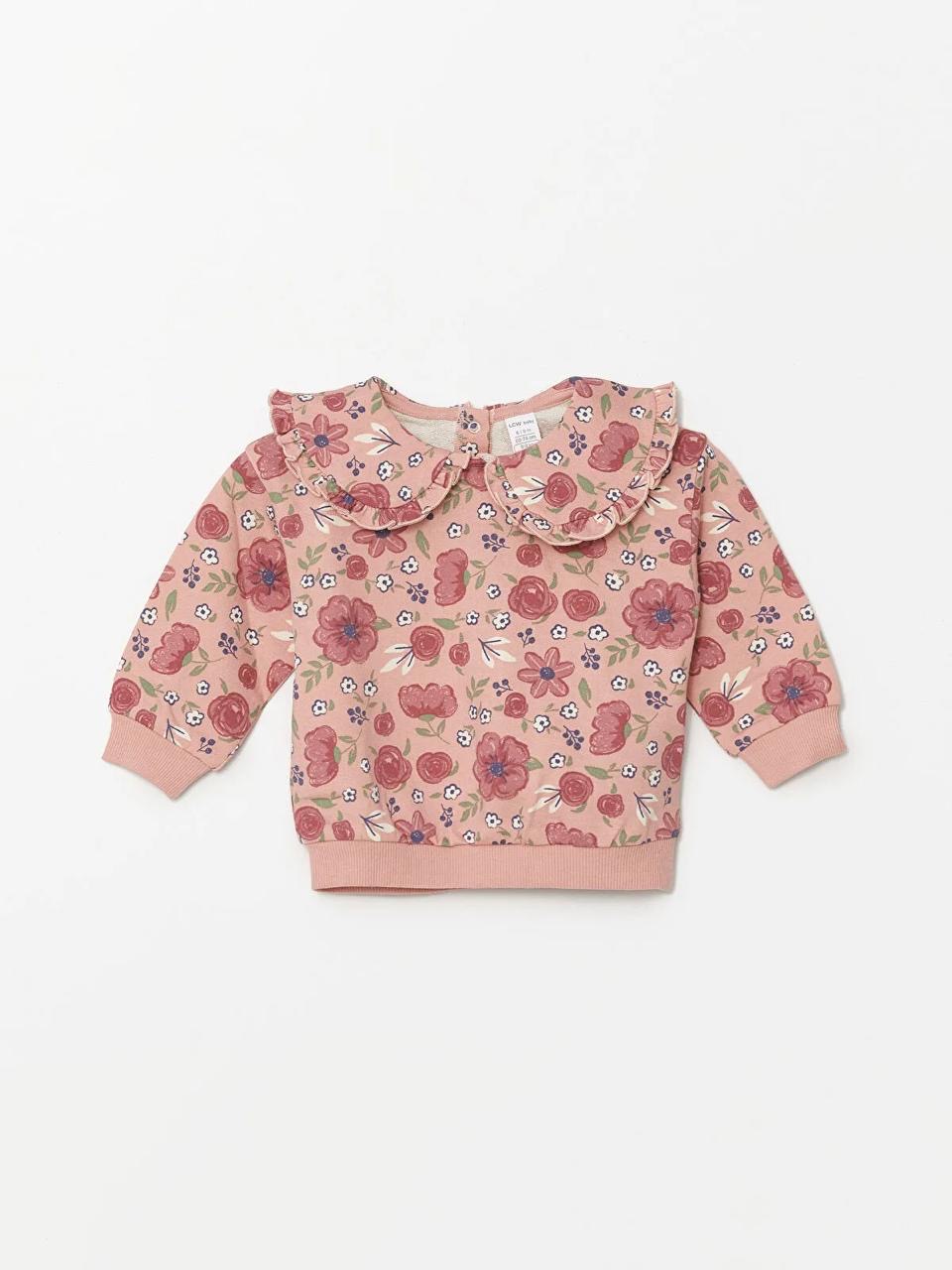 Ensemble tenue Lc Waikiki floral Sweat col Claudine et pantalon molletonné non gratté 3-6 mois