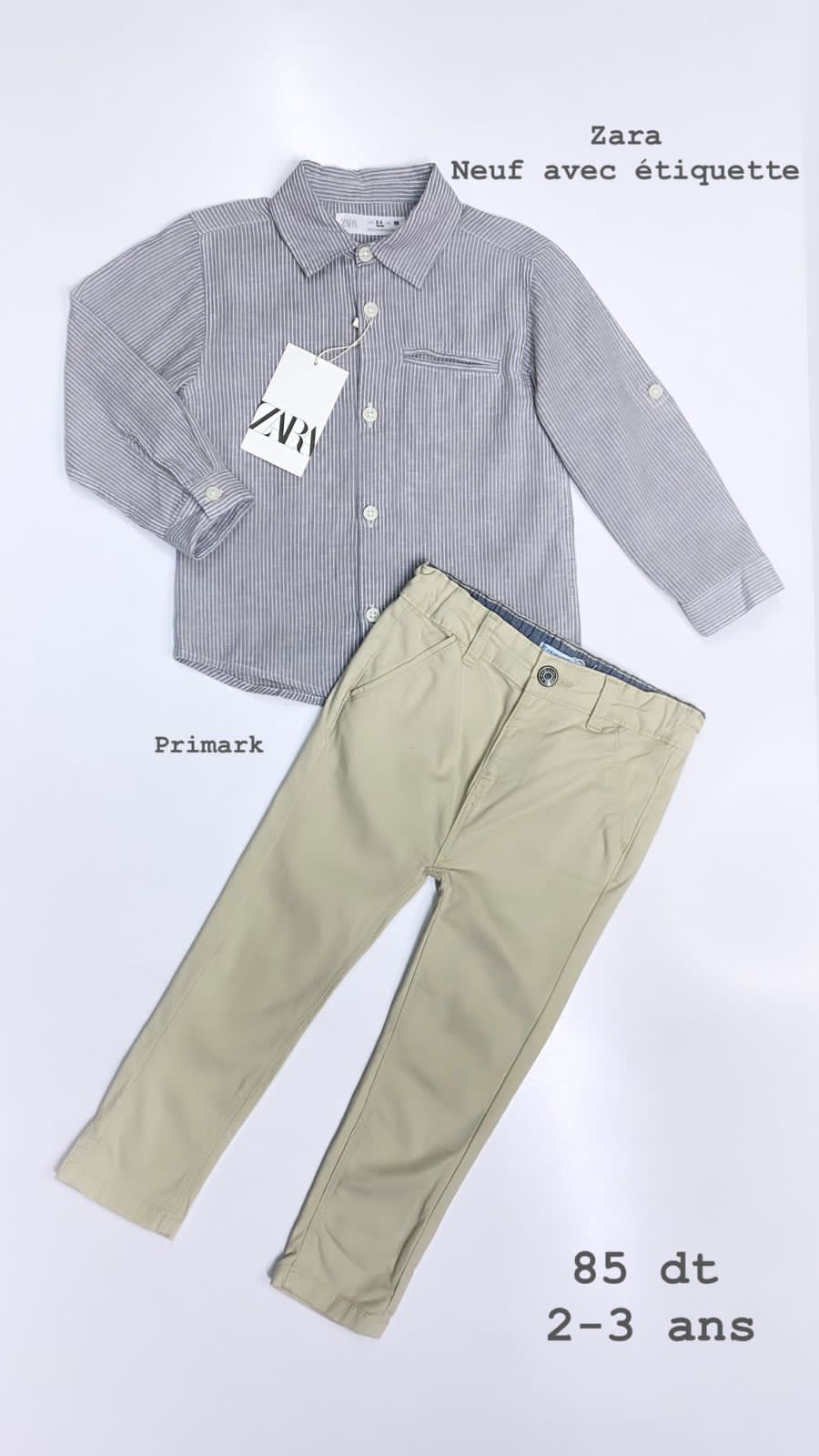 Tenue 2-3 ans chemise Zara neuf avec étiquette et pantalon primark