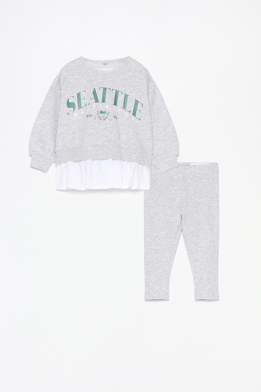 Ensemble tenue Lefties Sweat molletonné gratté ourlet en popeline et leggings côtelés 9-12 mois
