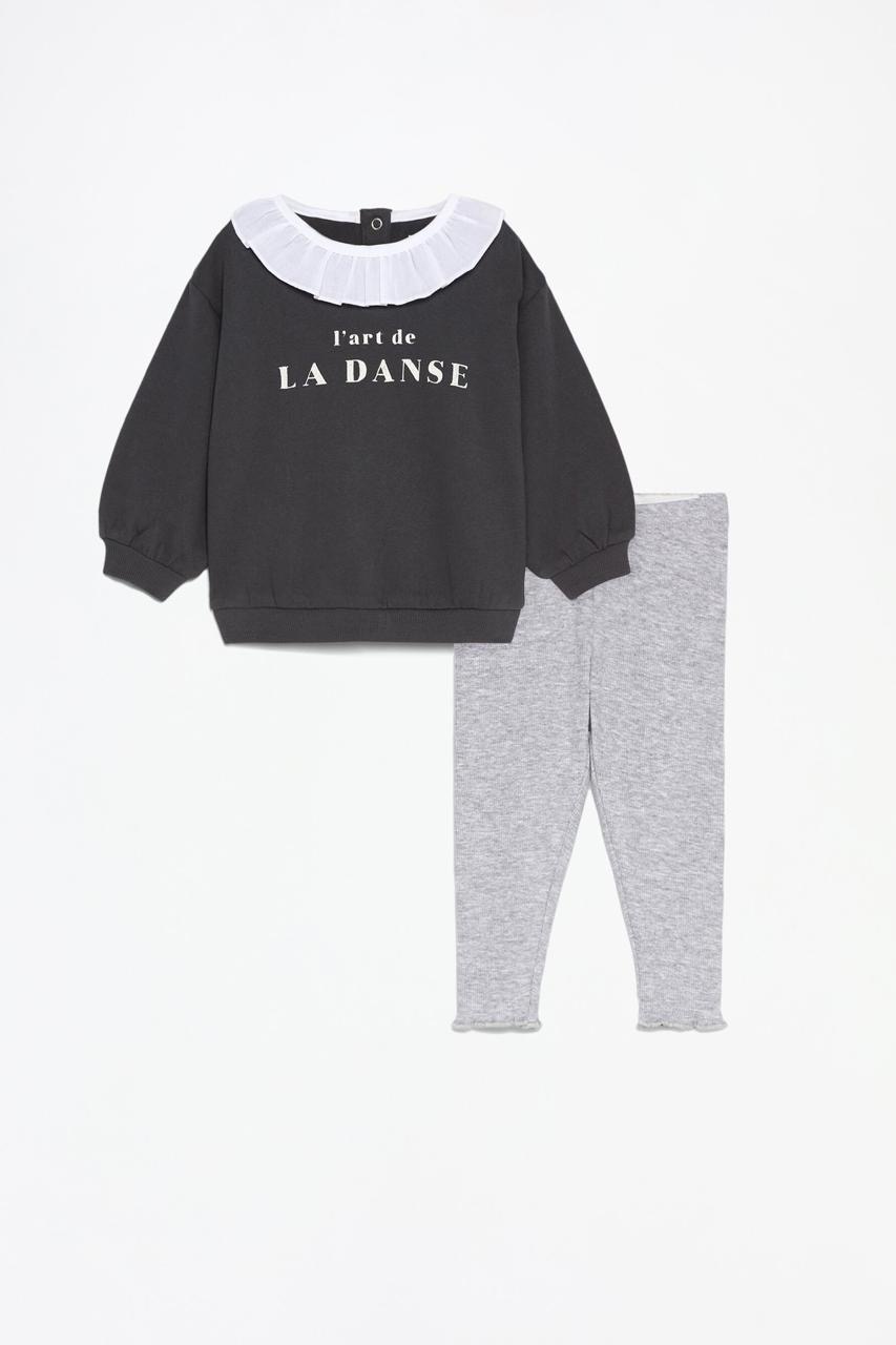 Ensemble tenue Lefties Sweat molletonné gratté ourlet en popeline et leggings côtelés 6-9 mois 74cm