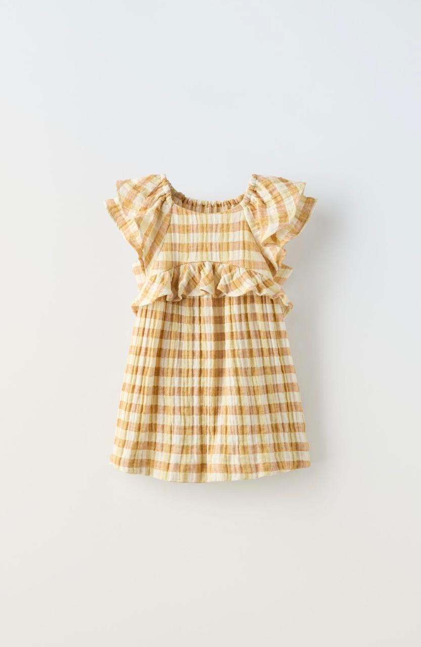 Robe ZARA texturée à carreaux 5-6 ans 116cm