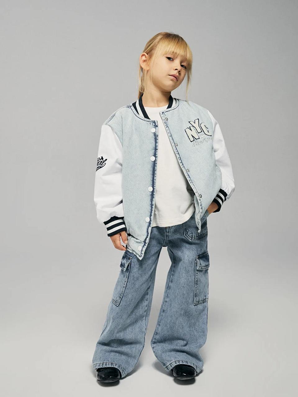 VESTE BLOUSON Lc Waikiki GIRL STYLE UNIVERSITAIRE AVEC RAYURES 6-7 ans