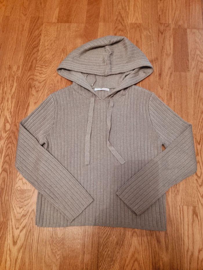 Marque camaïeu superbe pull côtelé avec capuche