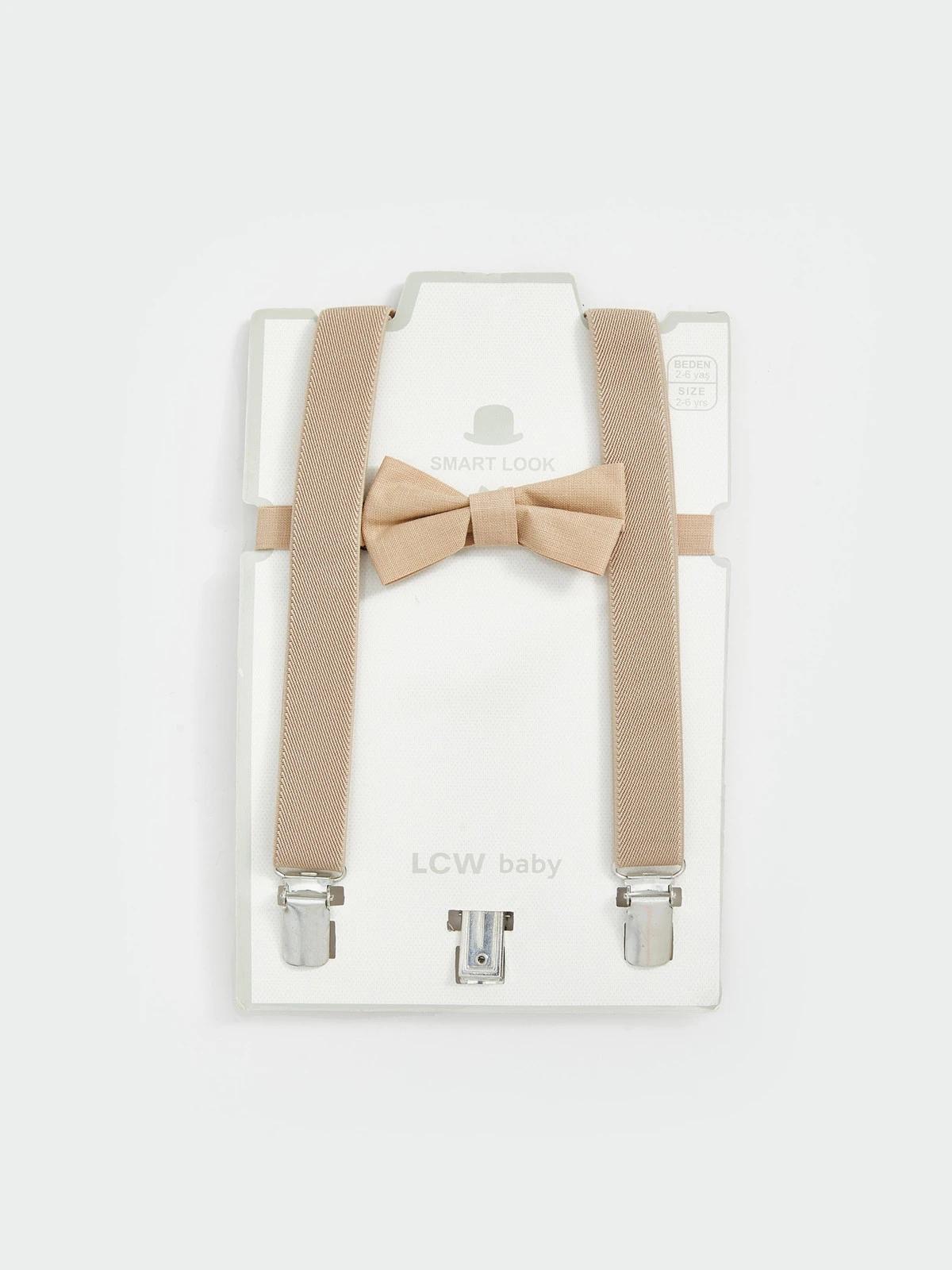 Ensemble Bretelles Réglables Et Nœud Papillon En Coton Beige LC Waikiki