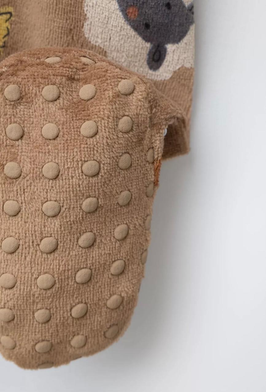 Grenouillère En Velours Zippée Imprimé Animaux Zara 6-9 mois 74cm