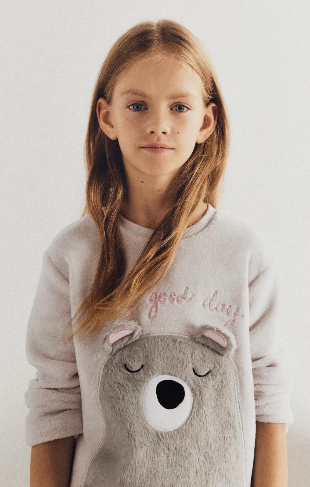 Pyjama 2 Pièces En Tissu Polaire À Empiècement Ourson Gris Clair Lefties
