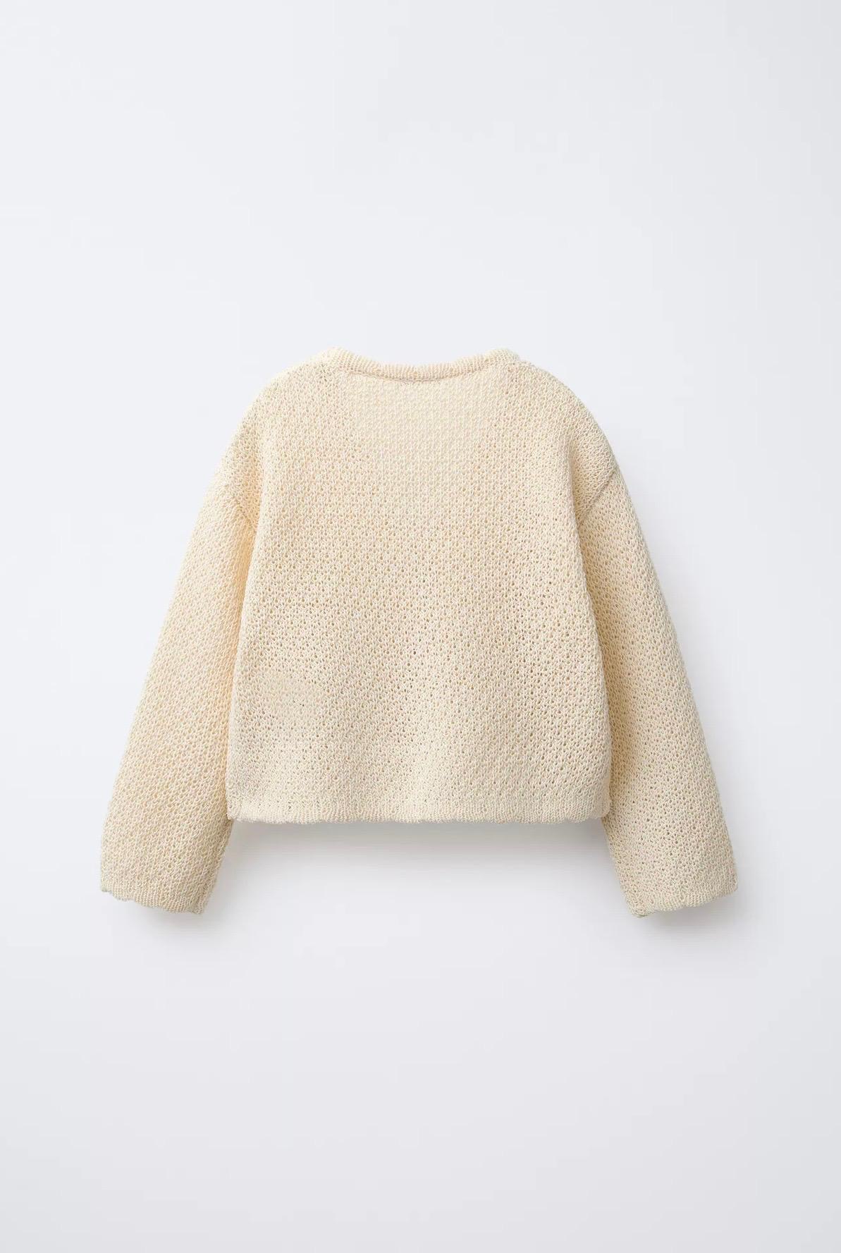 Gilet En Maille Col V À Papillons Écru Zara 6 ans 116cm