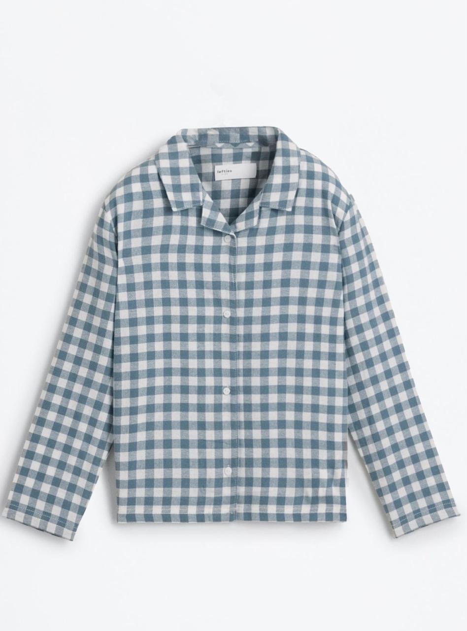 Pyjama Deux Pièces Flanelle Coton Bleu et Blanc Imprimé Vichy Lefties 7-8 ans 128cm
