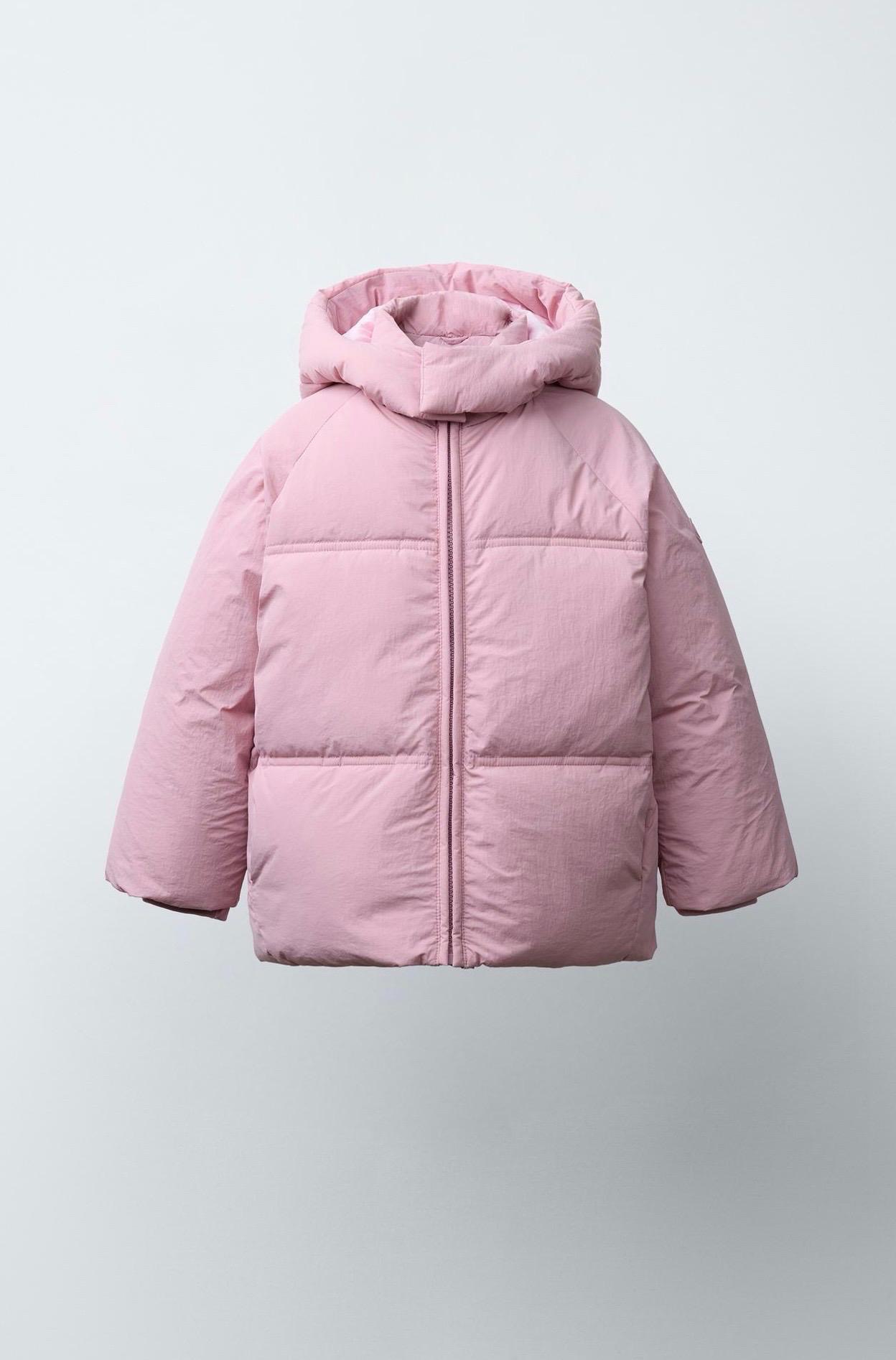 Manteau Matelassé Déperlant À Capuche Rose Zara 3 ans 98cm