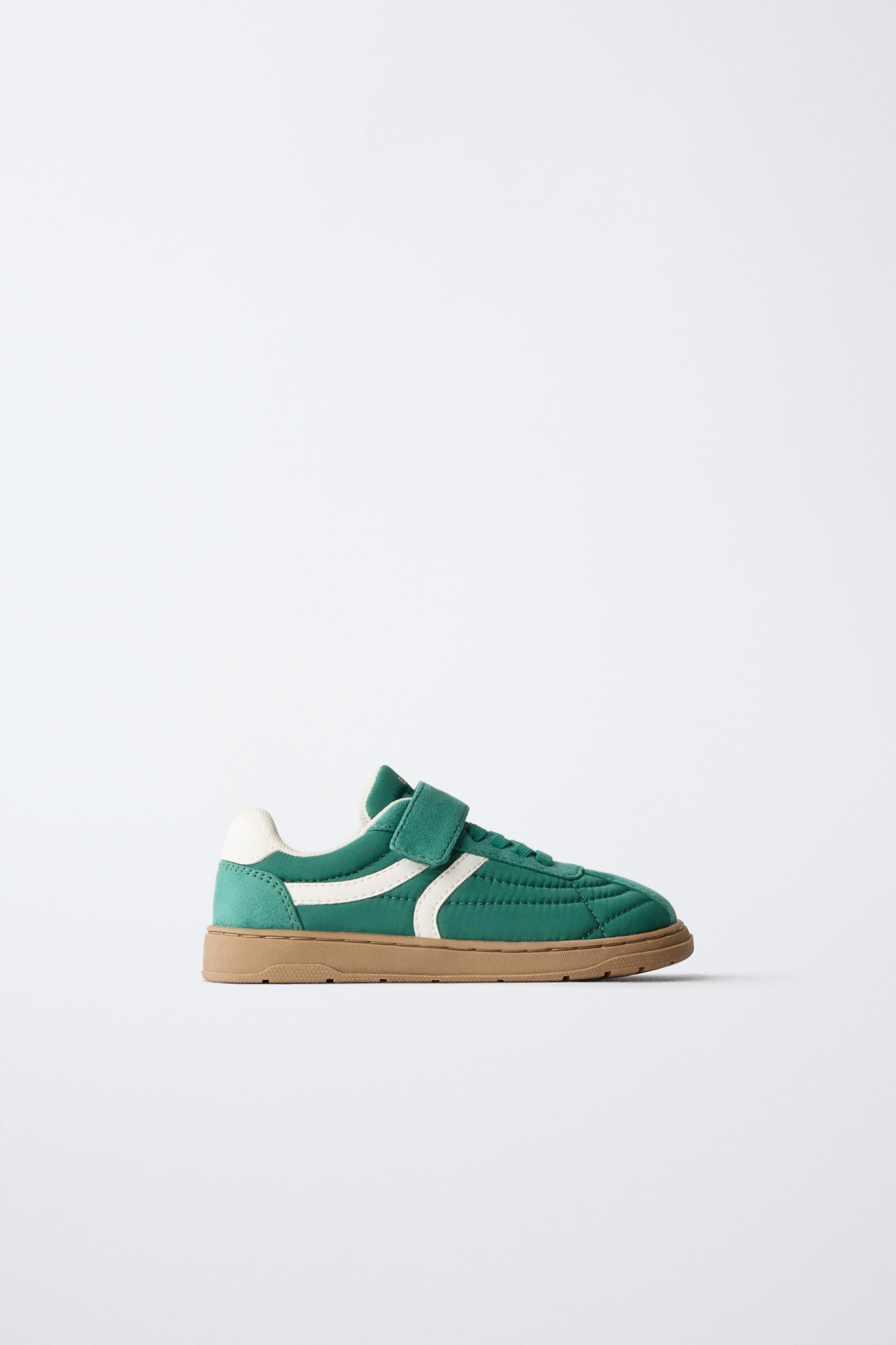 Baskets Barefoot Style Rétro En Suédine À Scratch Vert Zara