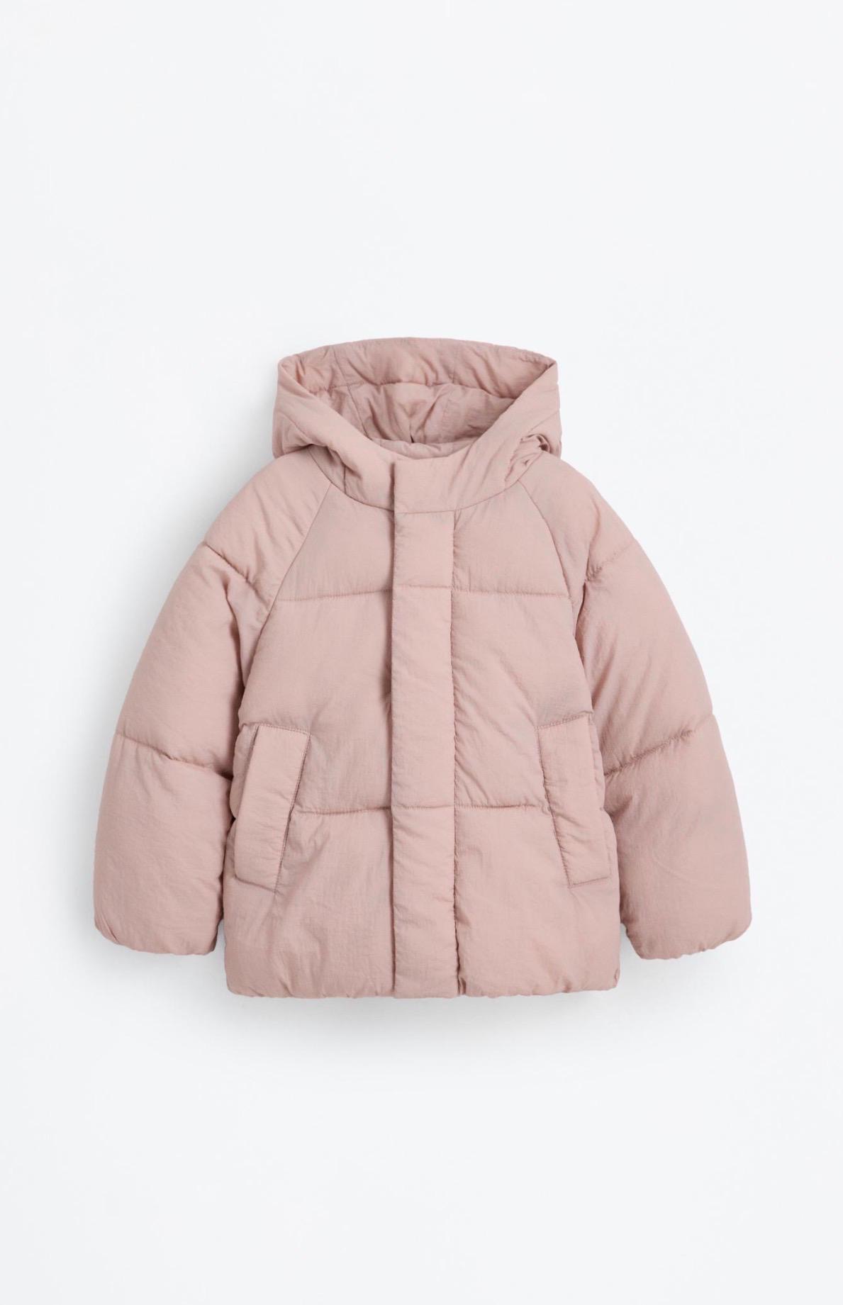Doudoune Matelassée À Capuche Et Zip Invisible Rose Poudré Lefties 18-24 mois 92cm