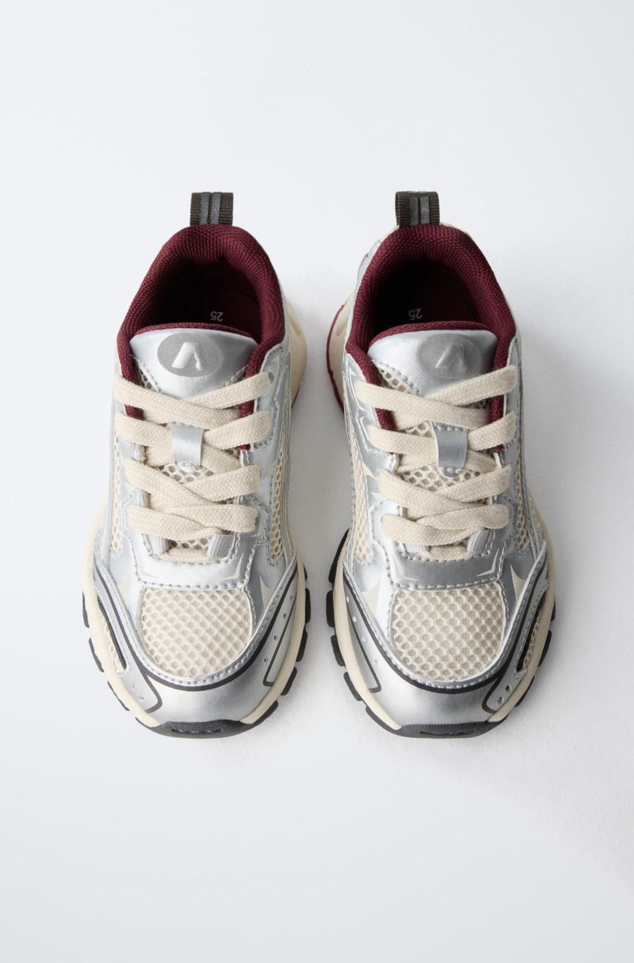 Baskets Sportives Métallisées À Empiècement Résille Zara pointure 23