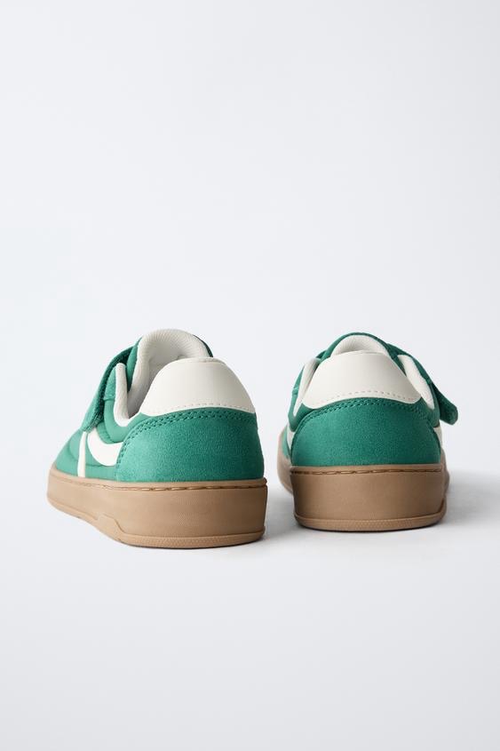 Baskets Barefoot Style Rétro En Suédine À Scratch Vert Zara