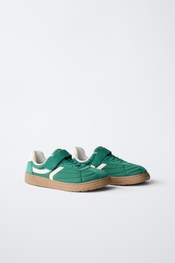 Baskets Barefoot Style Rétro En Suédine À Scratch Vert Zara