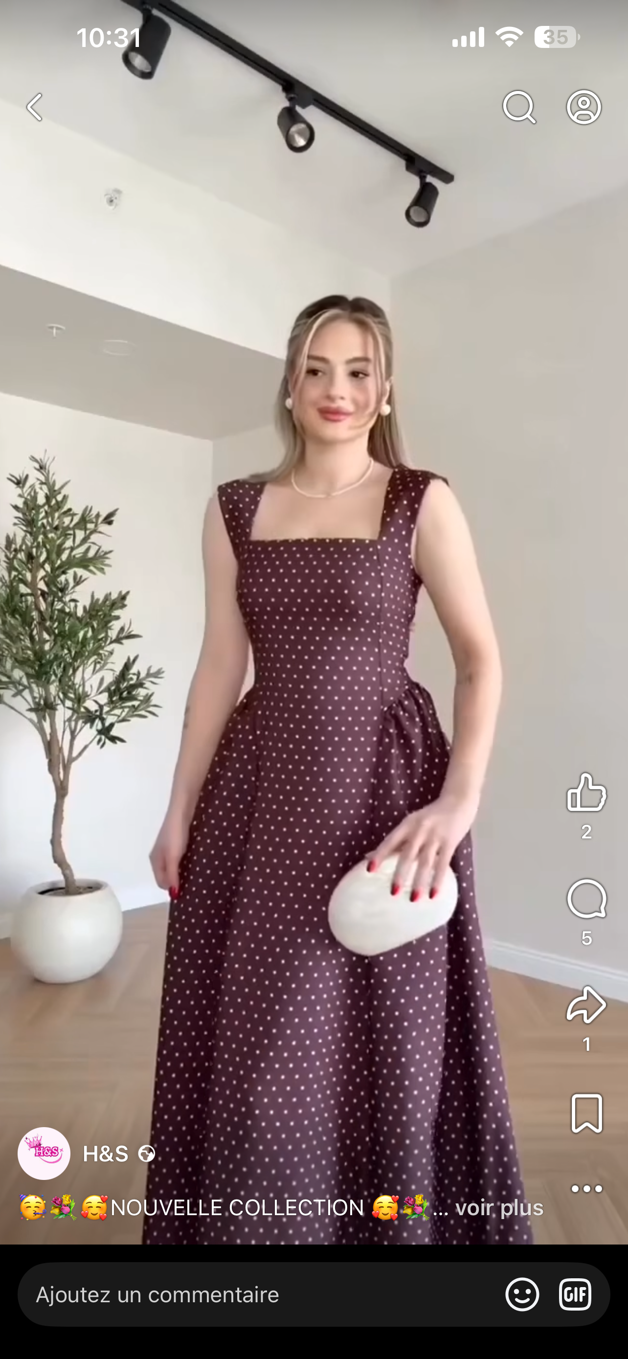 Jolie robe Polka dots marron