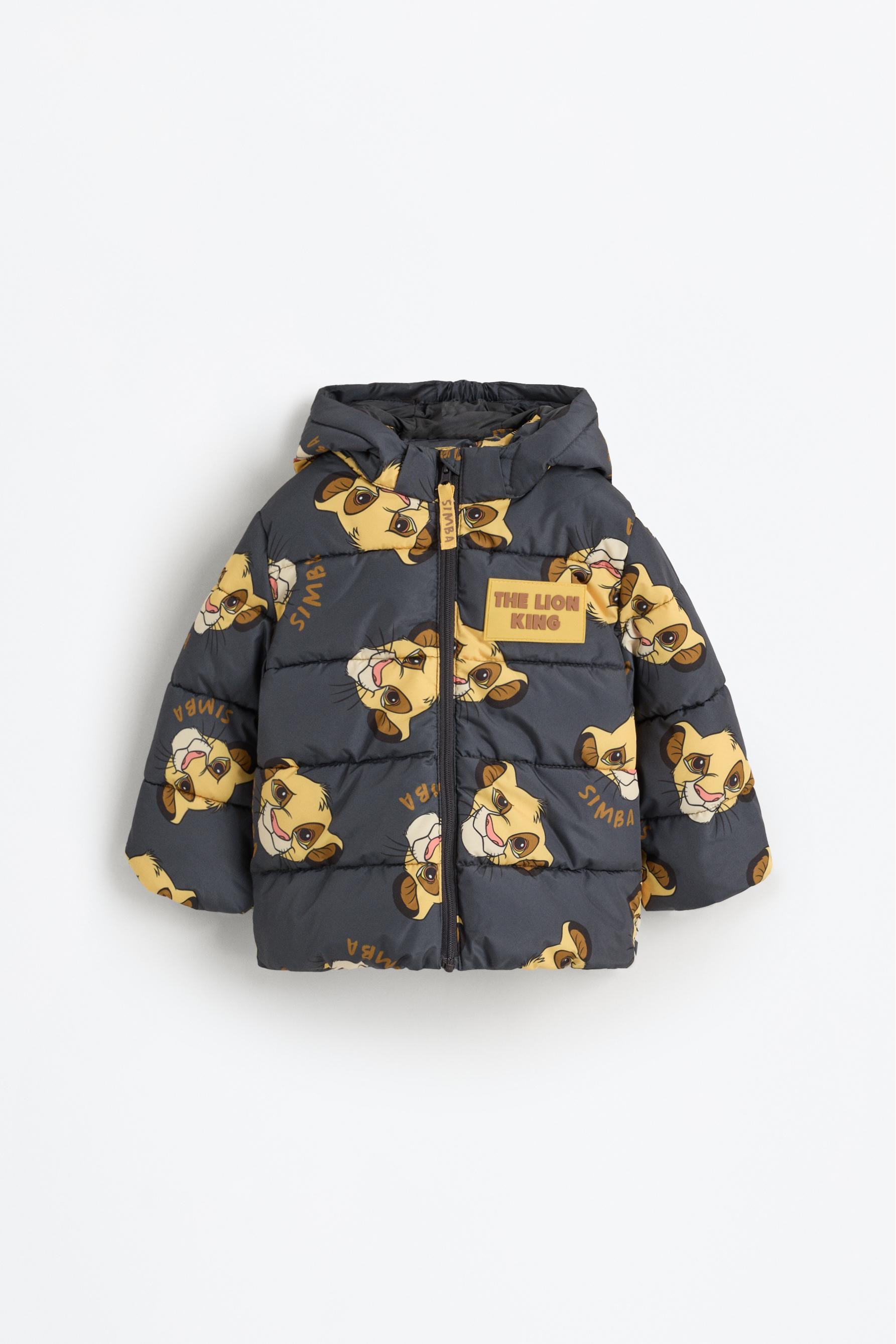 Manteau Doudoune Matelassée À Capuche Et Imprimé Lion Gris Anthracite Lefties
