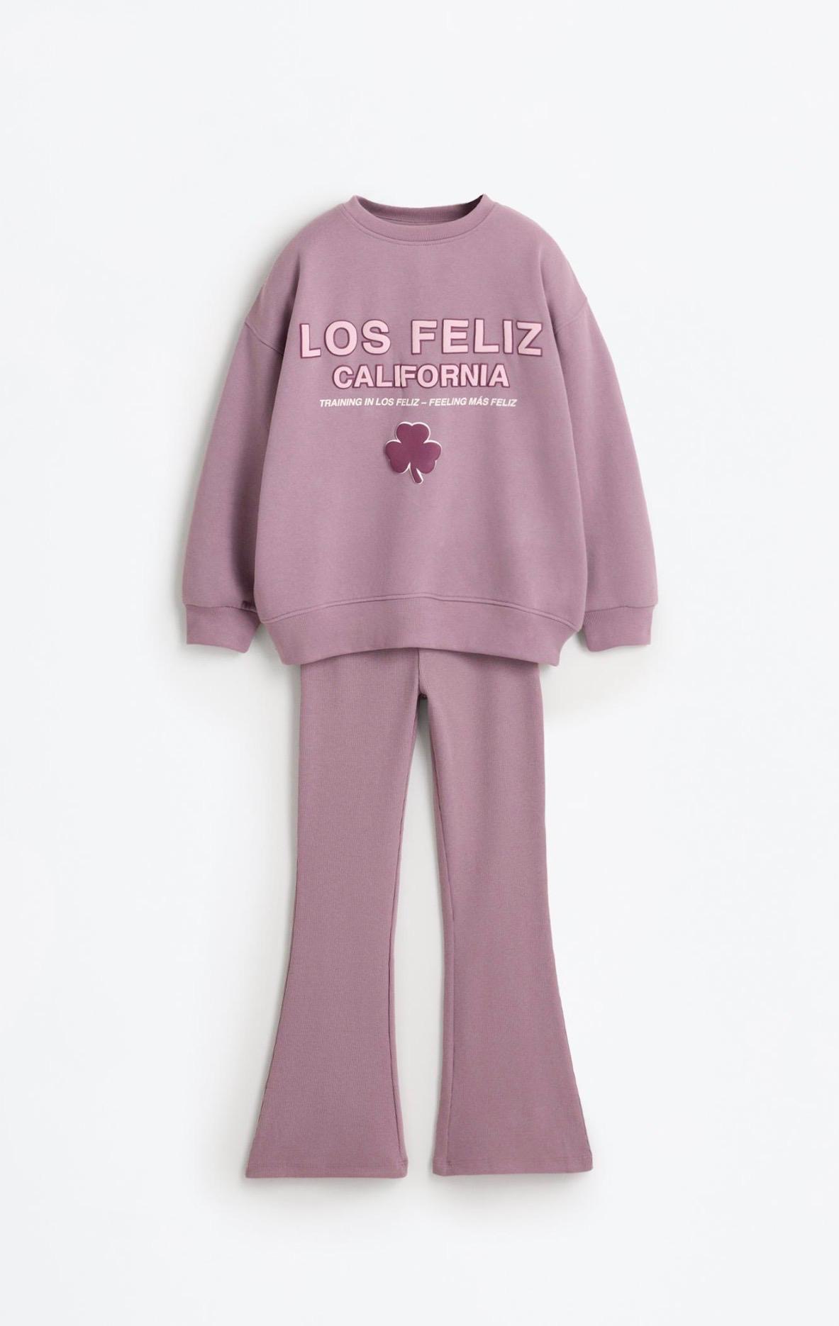 Ensemble 2 Pièces Sweat En Molleton Gratté Et Pantalon Flare En Coton Côtelé Lefties