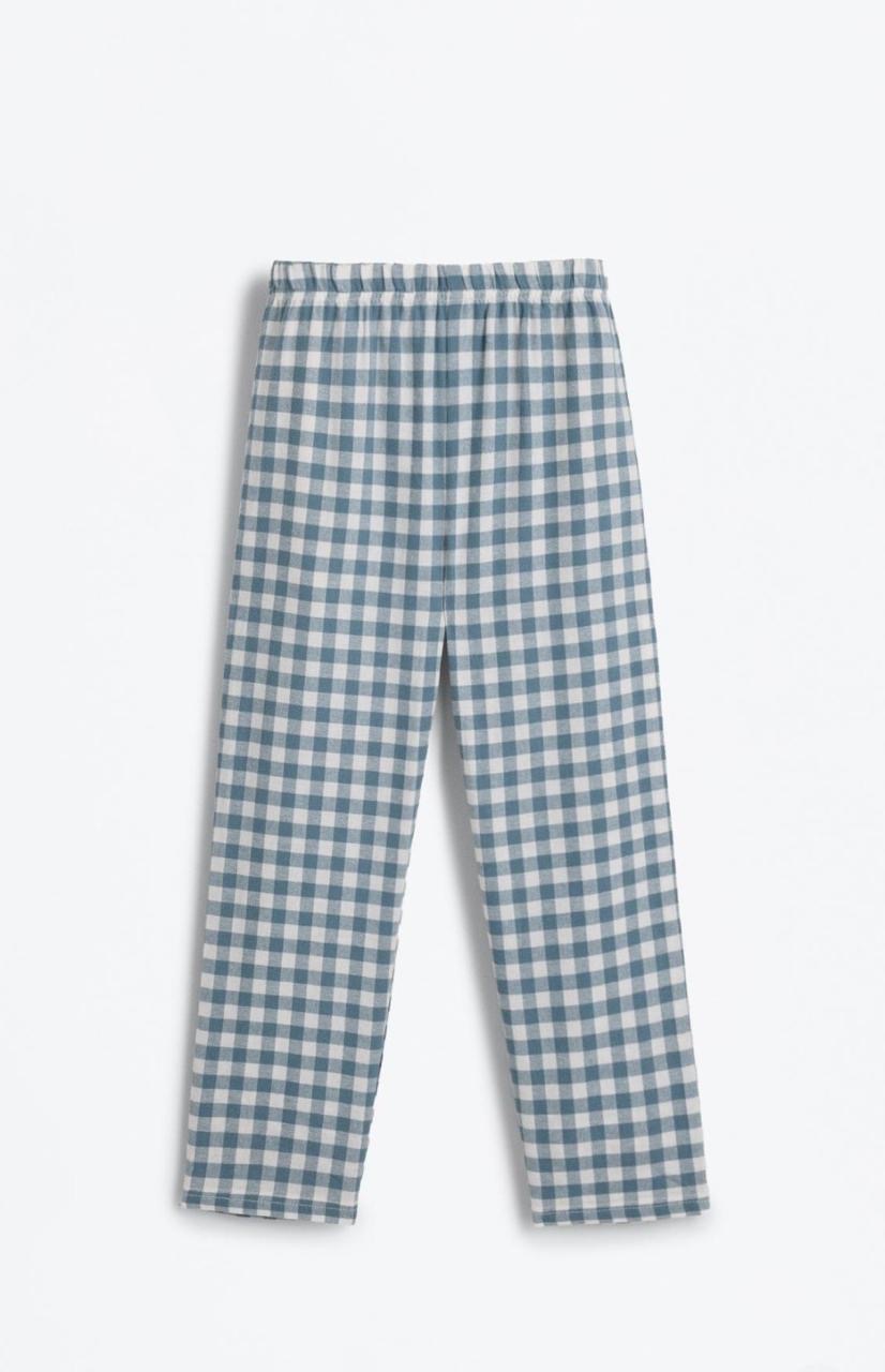 Pyjama Deux Pièces Flanelle Coton Bleu et Blanc Imprimé Vichy Lefties 7-8 ans 128cm