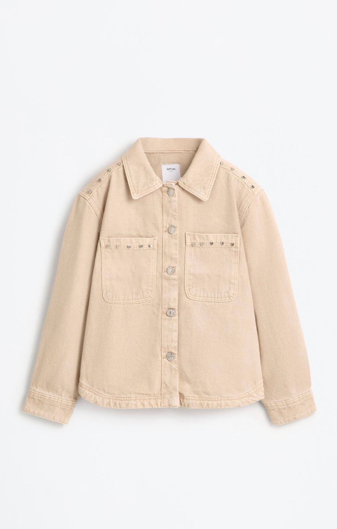 Veste En Denim À Détails Cœurs Métalliques Beige Lefties