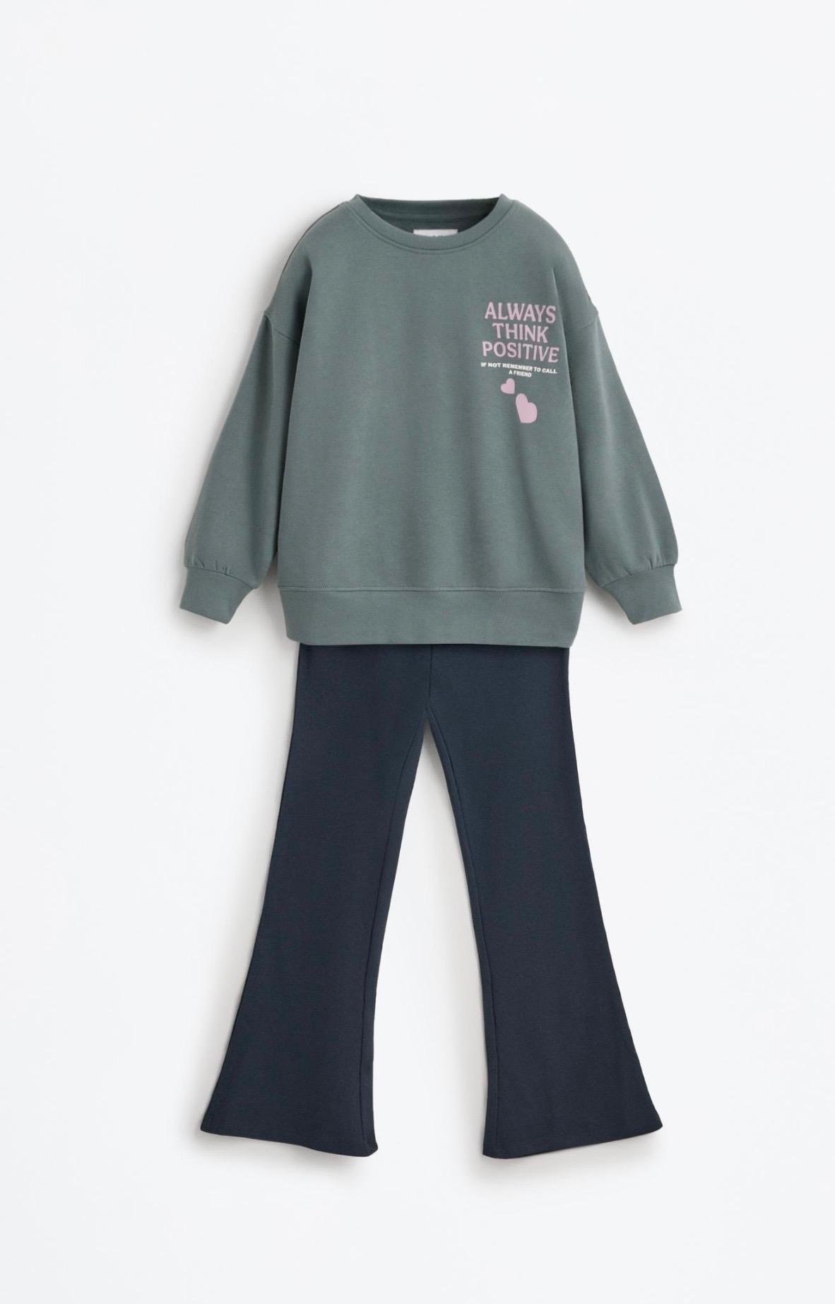 Ensemble 2 Pièces Sweat En Molleton Gratté Et Legging Flare En Coton Côtelé Lefties