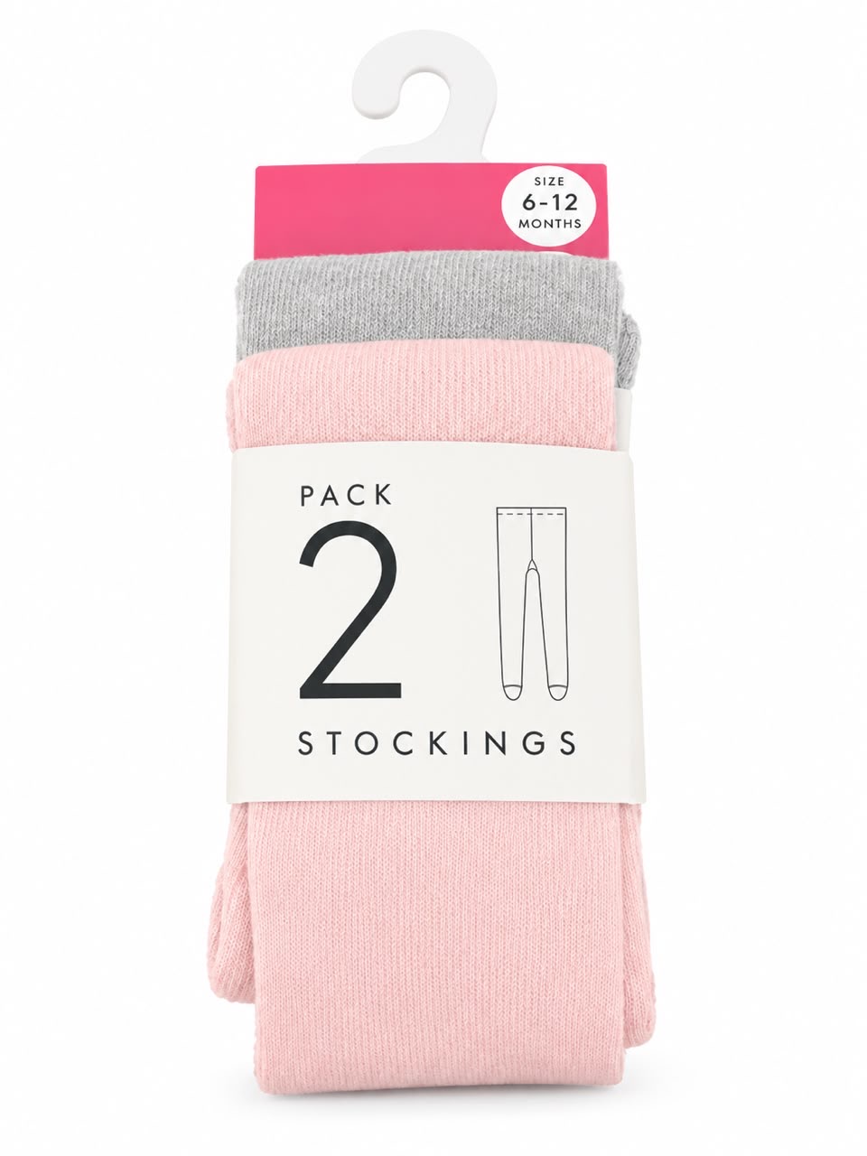 Lot De 2 Collants En Maille Extensible Rose Poudré Et Gris Lefties 6-12 mois