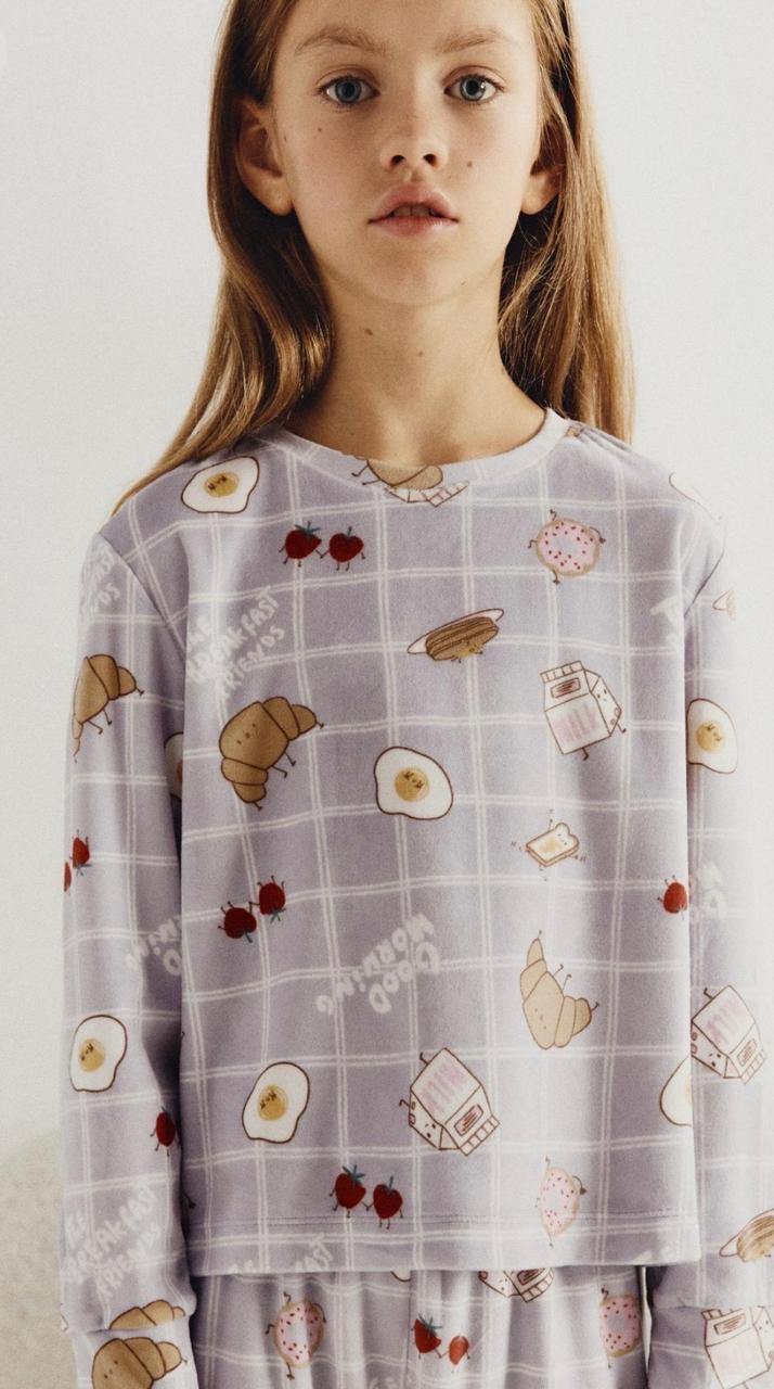 Pyjama Deux Pièces Velours à motifs Petit-Déjeuner Lefties 4-5 ans 110cm
