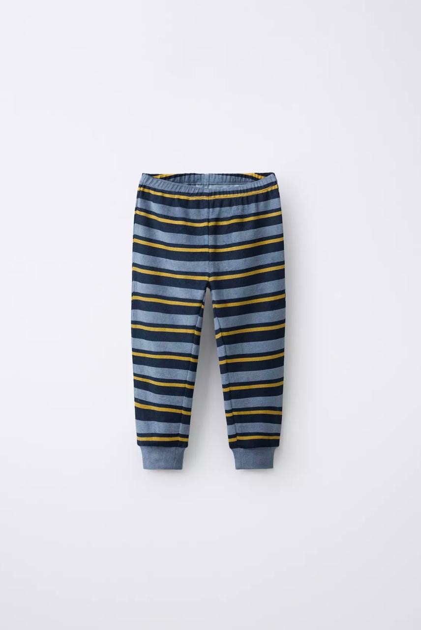 Pyjama Deux Pièces En Velours Rayures Et Motif Tigre Bleu Zara