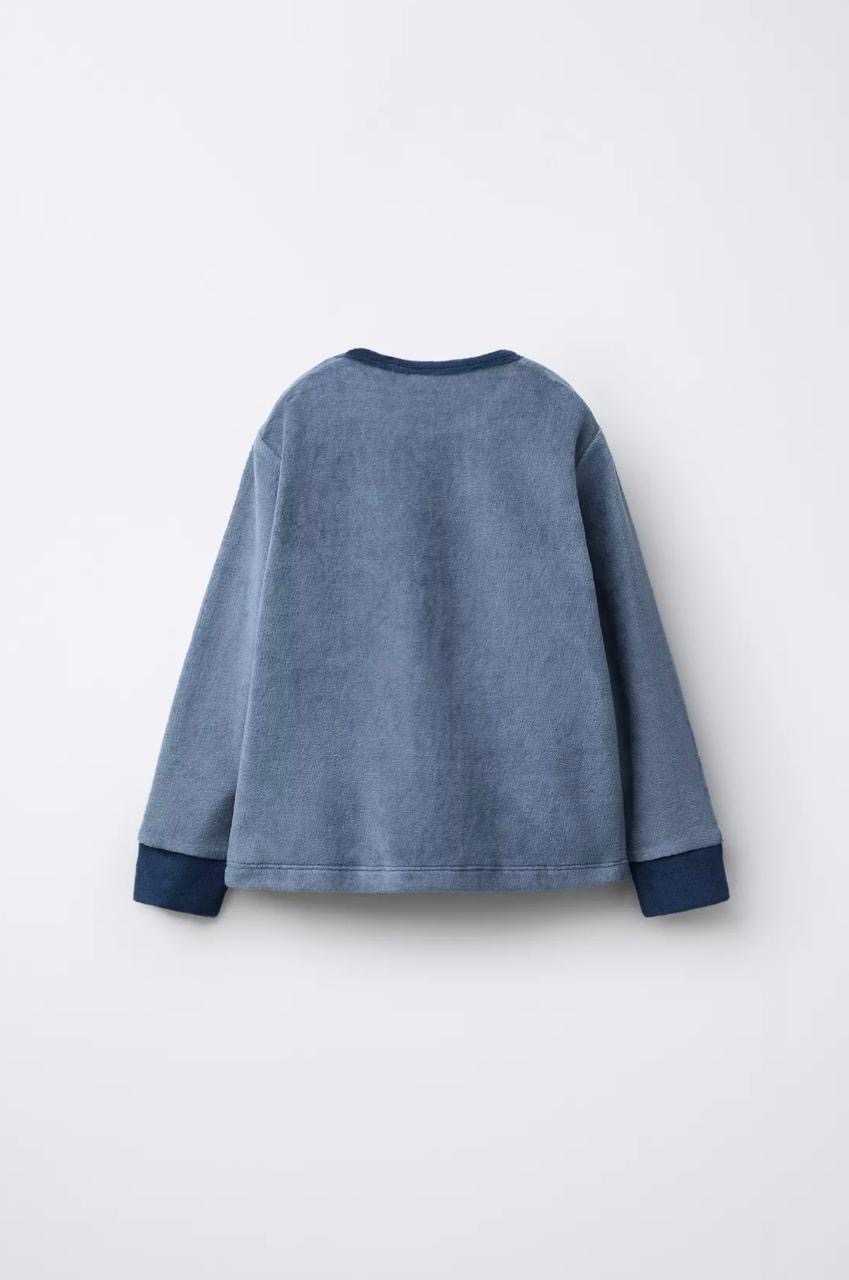 Pyjama Deux Pièces En Velours Rayures Et Motif Tigre Bleu Zara