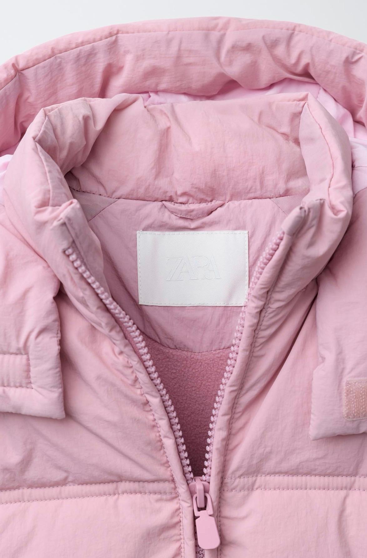 Manteau Matelassé Déperlant À Capuche Rose Zara 3 ans 98cm