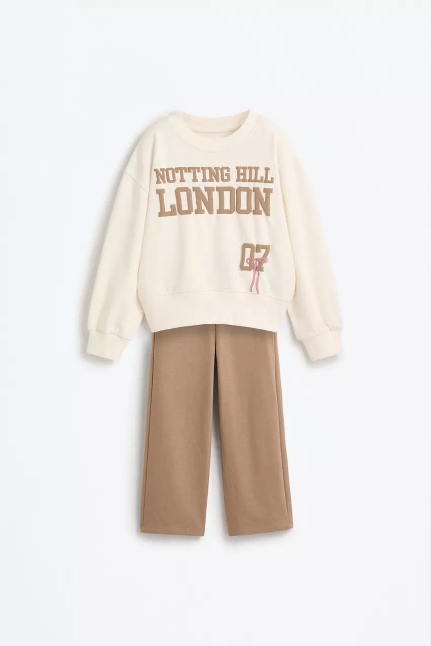 Ensemble 2 Pièces Sweat En Molleton Non Gratté Et Pantalon Culotte Flare Lefties 4-5 ans 110cm