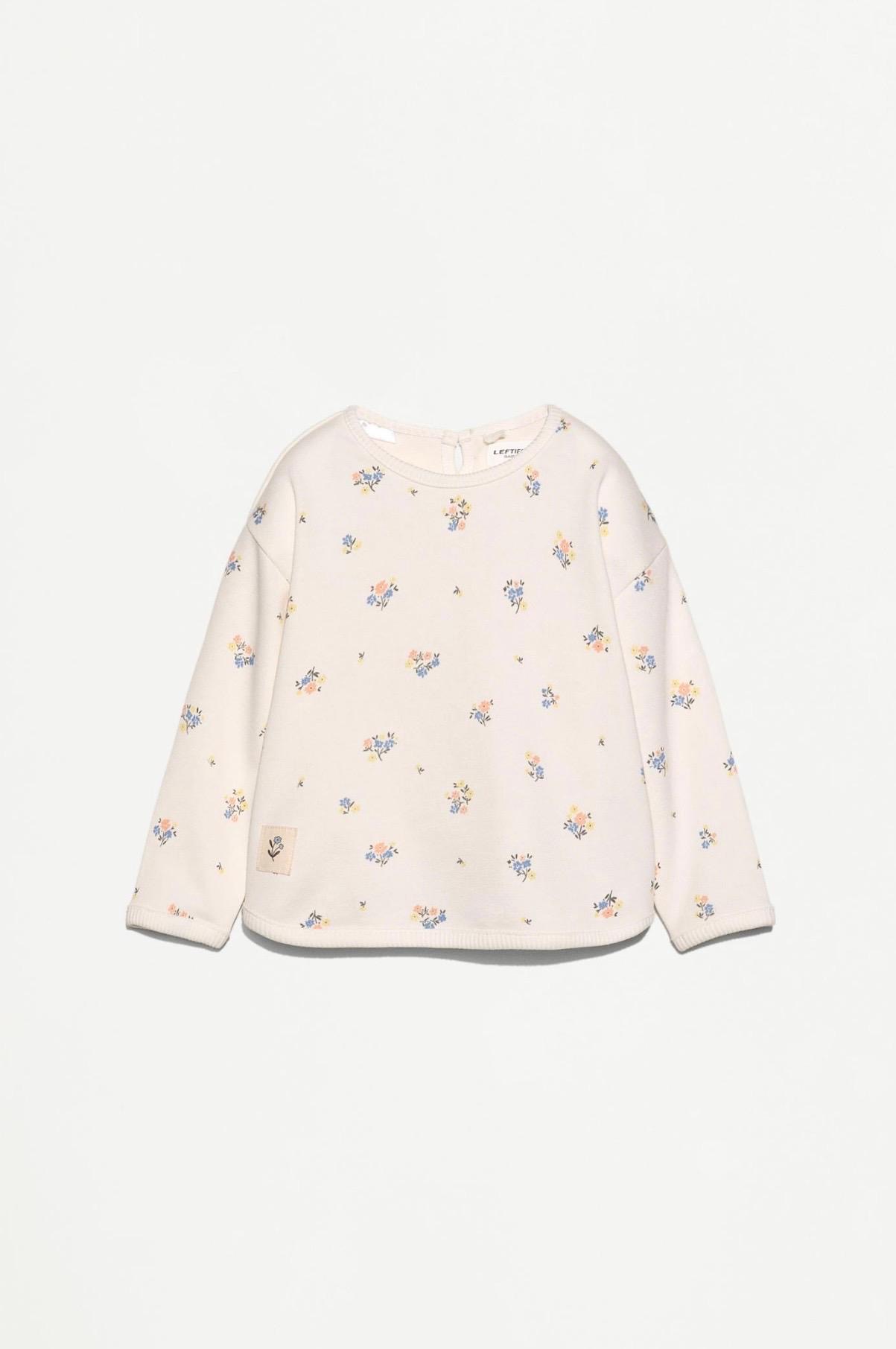 Ensemble 2 Pièces Sweat En Molleton Non Gratté Imprimé Fleuri Et Legging Flare En Coton Côtelé Lefties