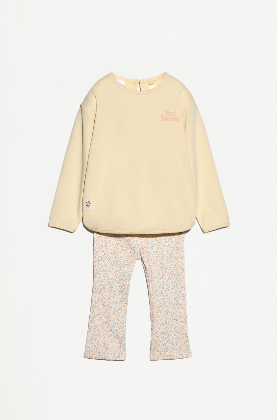 Ensemble 2 Pièces Sweat En Molleton Non Gratté Et Legging Flare En Coton Côtelé Imprimé Fleuri Lefties 3-4 ans 104cm