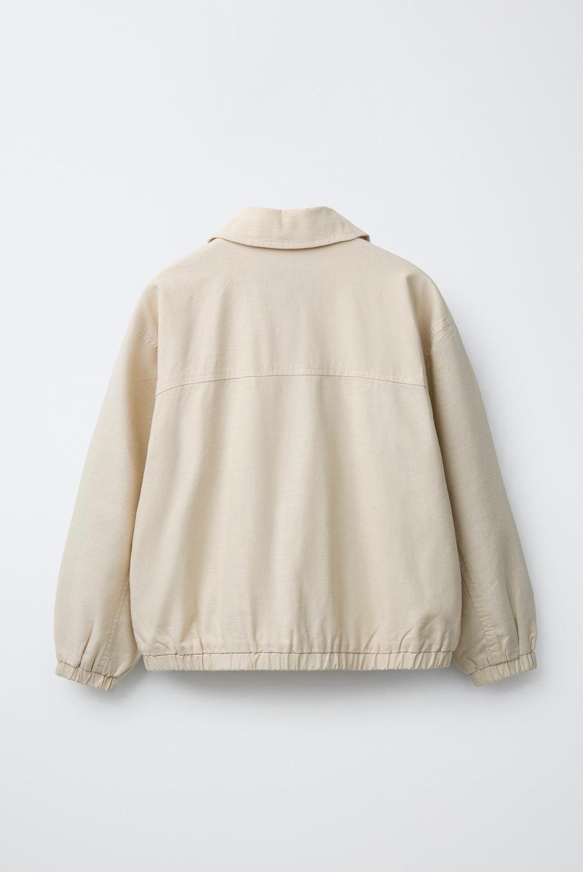 Blouson Bomber En Coton Et Lin Couleur Sable Zara