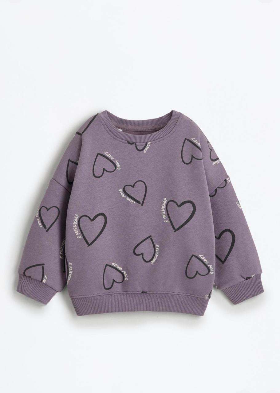 Ensemble 2 Pièces Sweat En Molleton Gratté Imprimé Cœurs Et Legging En Coton Côtelé Lefties 9-12 mois 80cm