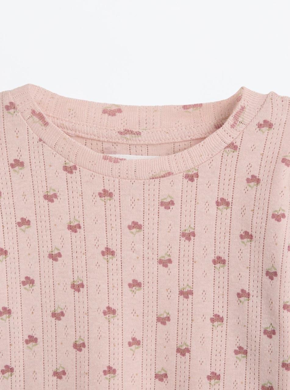 Pyjama Deux Pièces Fille Coton Côtelé Rose à Fleurs Lefties 3-4 ans 104cm