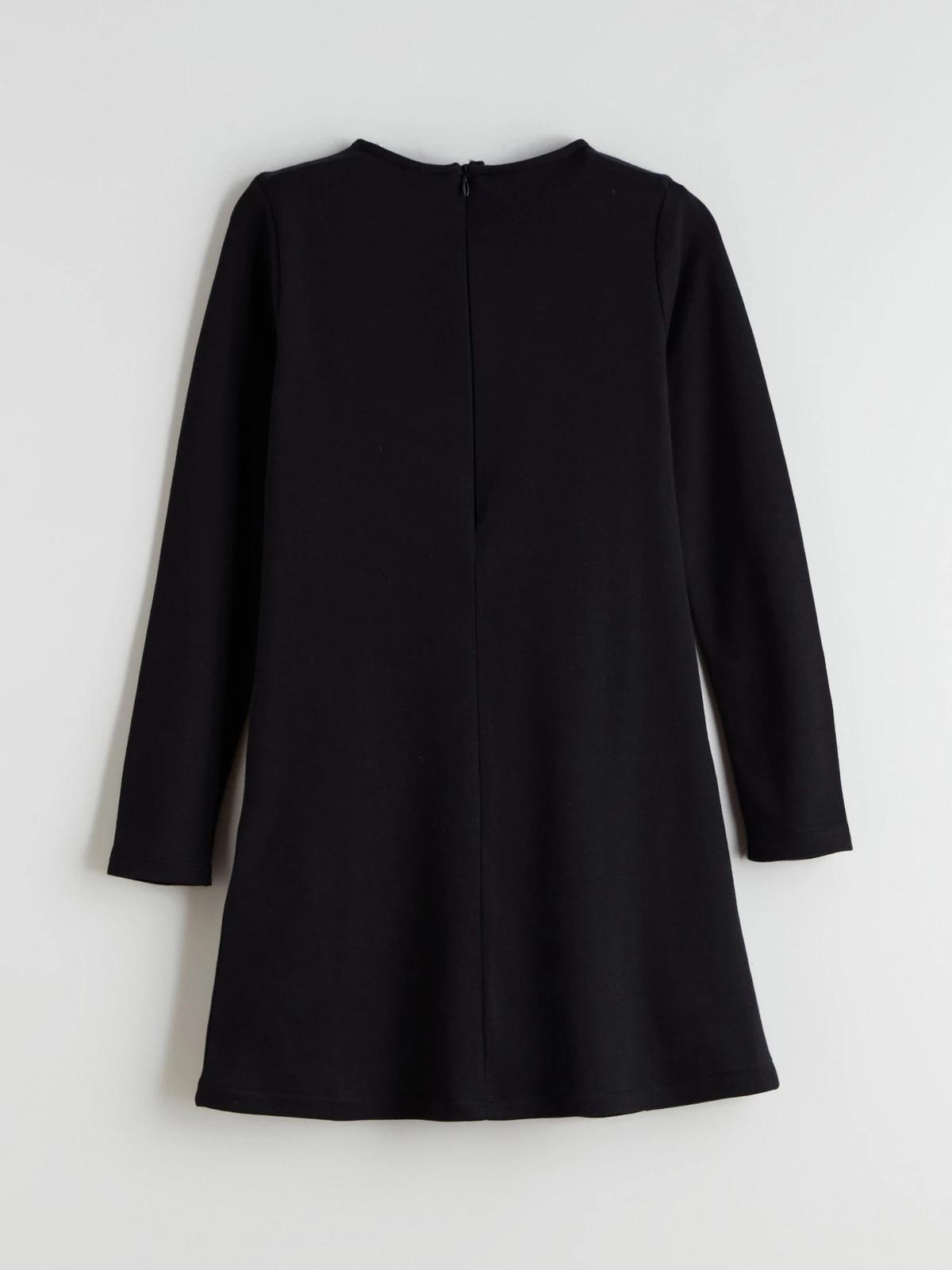 Robe À Manches Longues Interlock Noir à Nœuds LC Waikiki